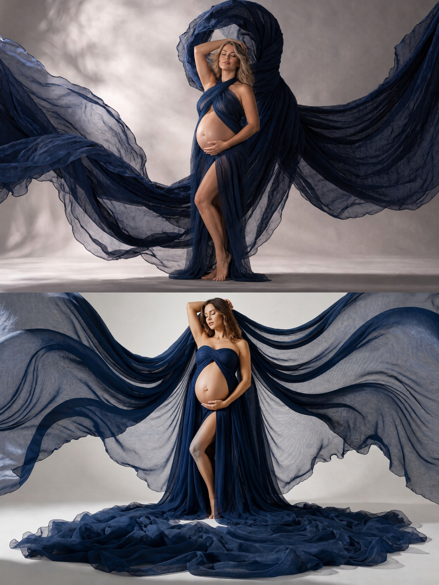 40 Navy & Blue Fabric Maternity Backdrops, Flowing Fabric Pregnancy Backgrounds, Digital Portrait Backdrops, JPG Download - Thumbnail 6