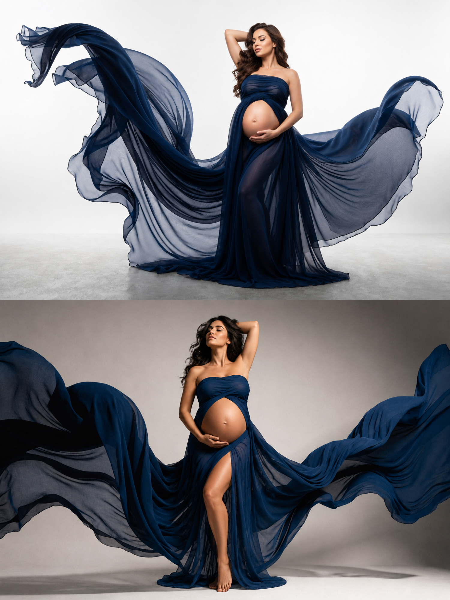 40 Navy & Blue Fabric Maternity Backdrops, Flowing Fabric Pregnancy Backgrounds, Digital Portrait Backdrops, JPG Download - Thumbnail 7