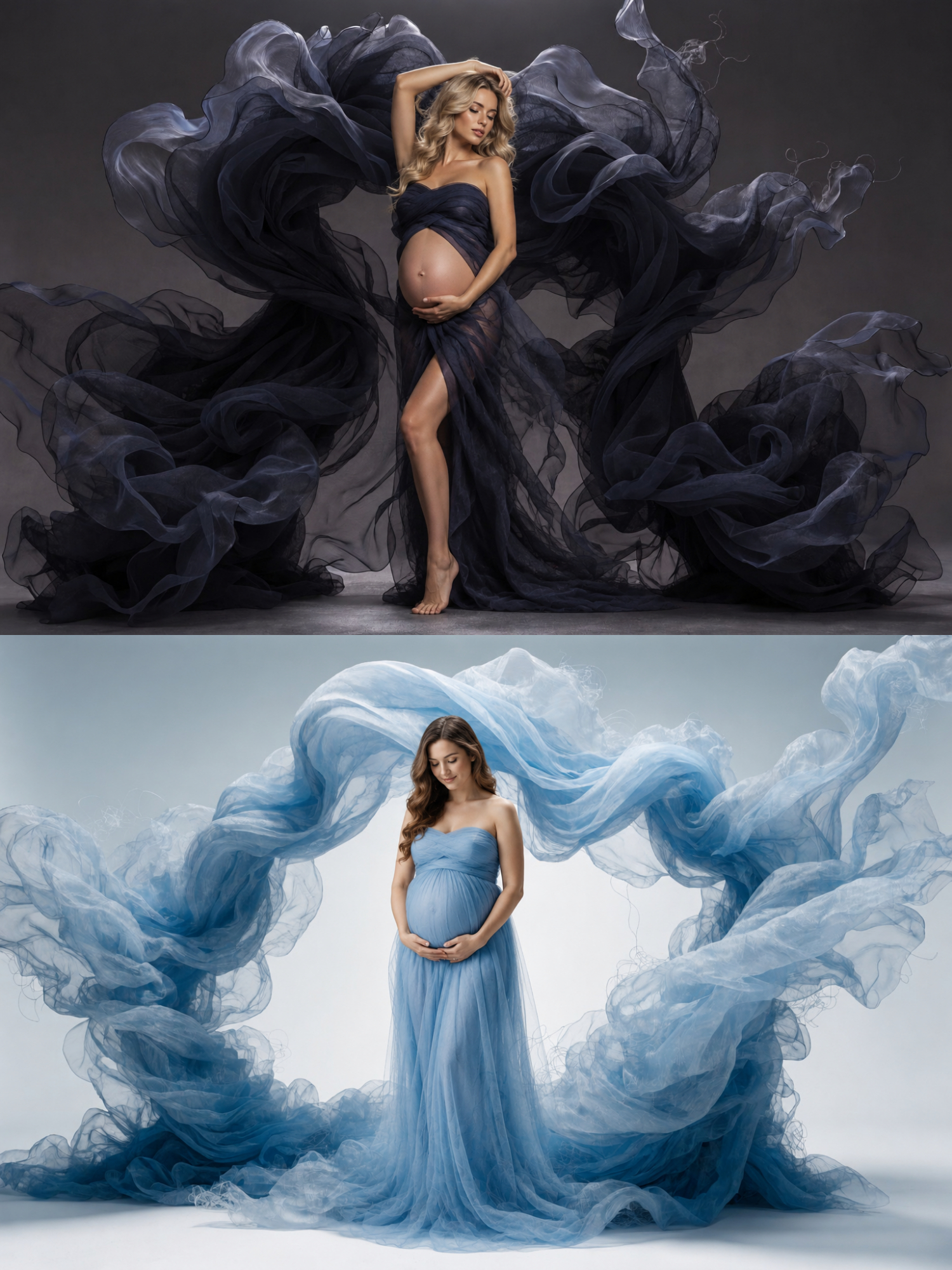 40 Navy & Blue Fabric Maternity Backdrops, Flowing Fabric Pregnancy Backgrounds, Digital Portrait Backdrops, JPG Download - Thumbnail 8