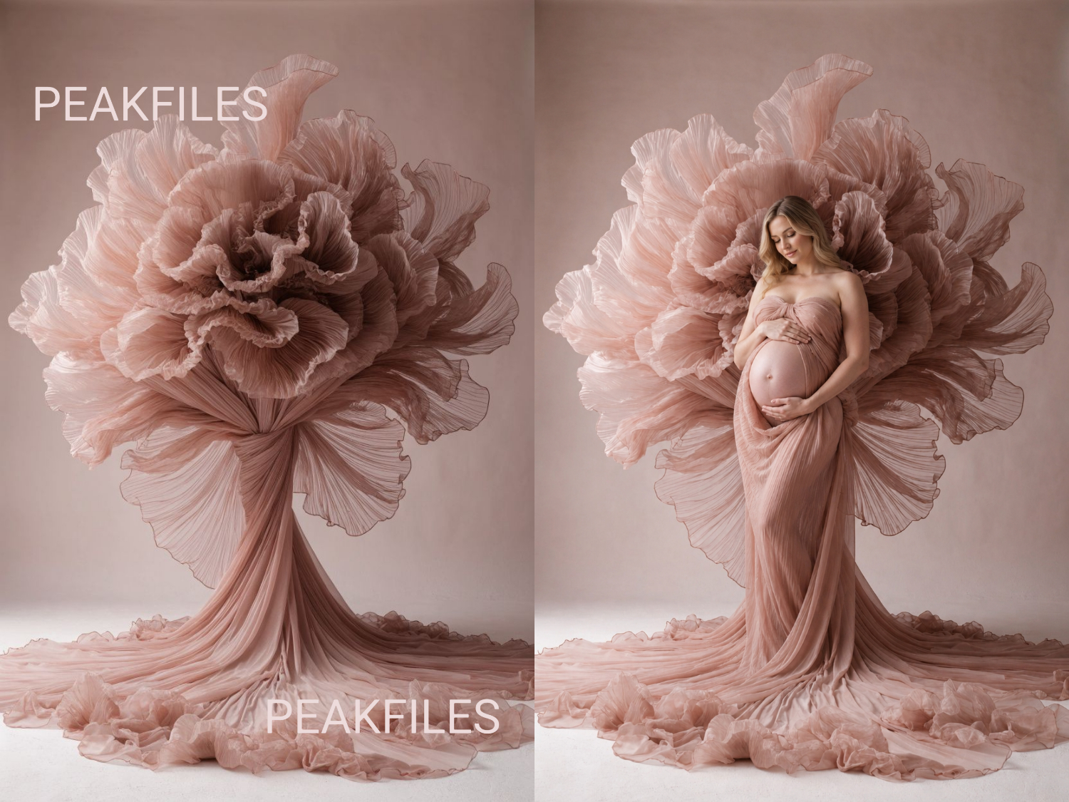 60 Fabric Flower Maternity Digital Backdrops | Luxury Fine Art Studio Portrait & Pregnancy Photography Backdrops - Thumbnail 2