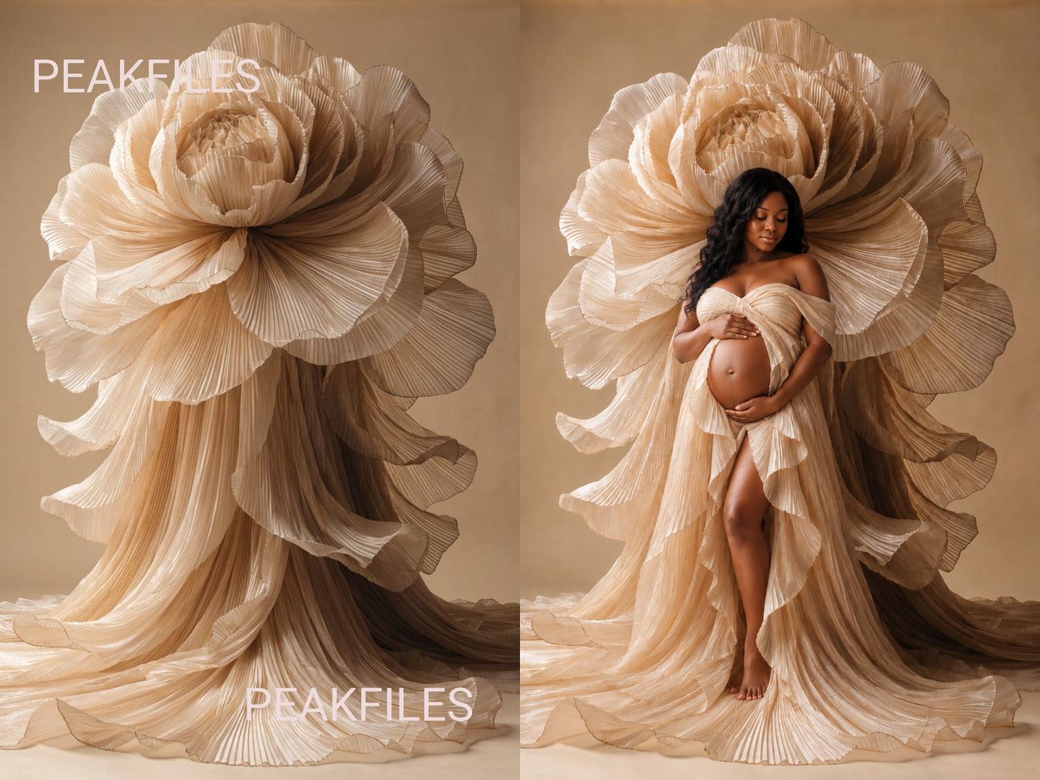 60 Fabric Flower Maternity Digital Backdrops | Luxury Fine Art Studio Portrait & Pregnancy Photography Backdrops - Thumbnail 3