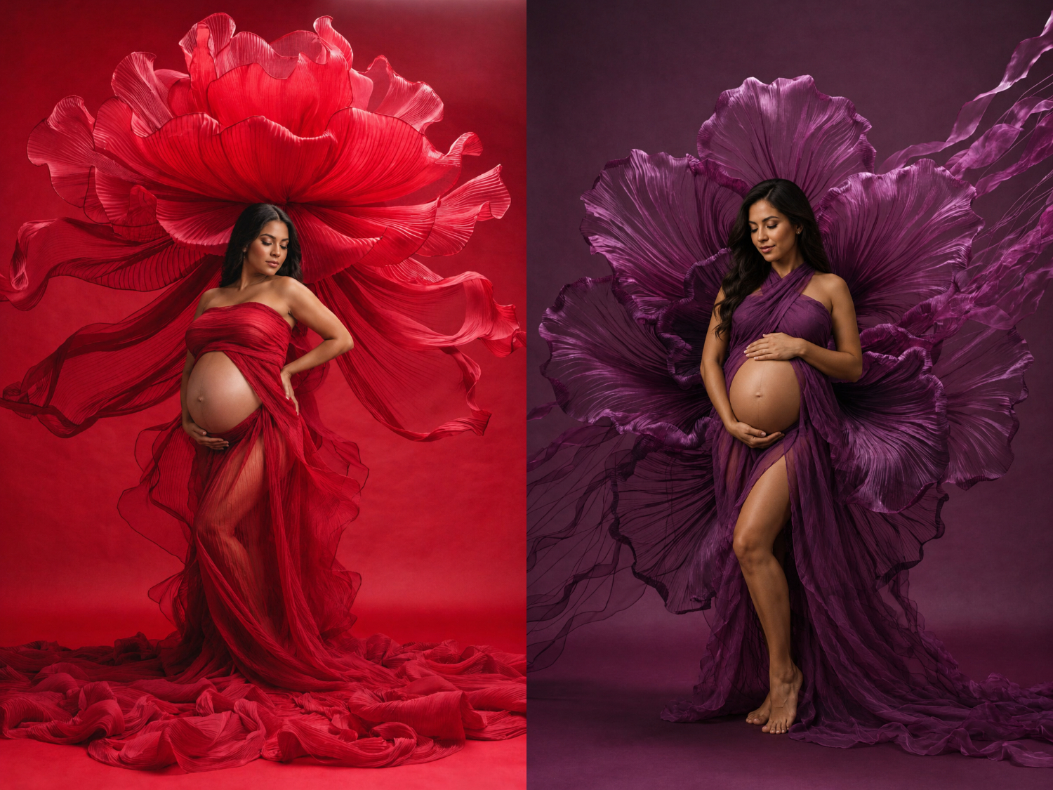 60 Fabric Flower Maternity Digital Backdrops | Luxury Fine Art Studio Portrait & Pregnancy Photography Backdrops - Thumbnail 7