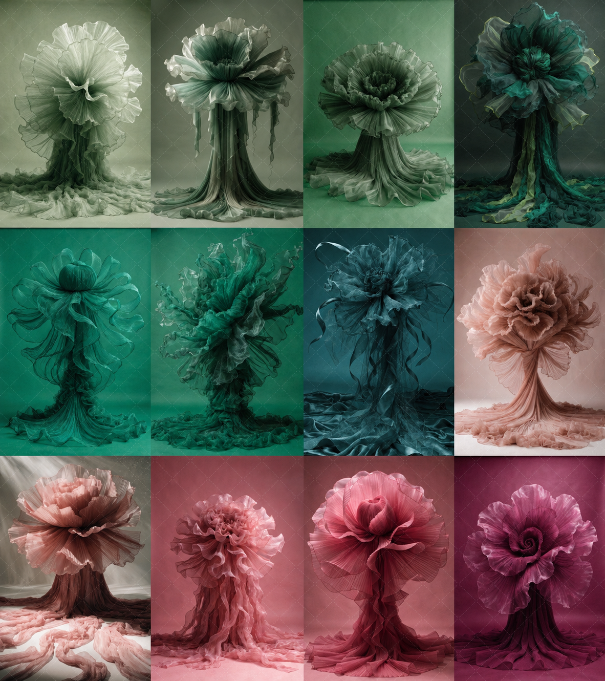 60 Fabric Flower Maternity Digital Backdrops | Luxury Fine Art Studio Portrait & Pregnancy Photography Backdrops - Thumbnail 12