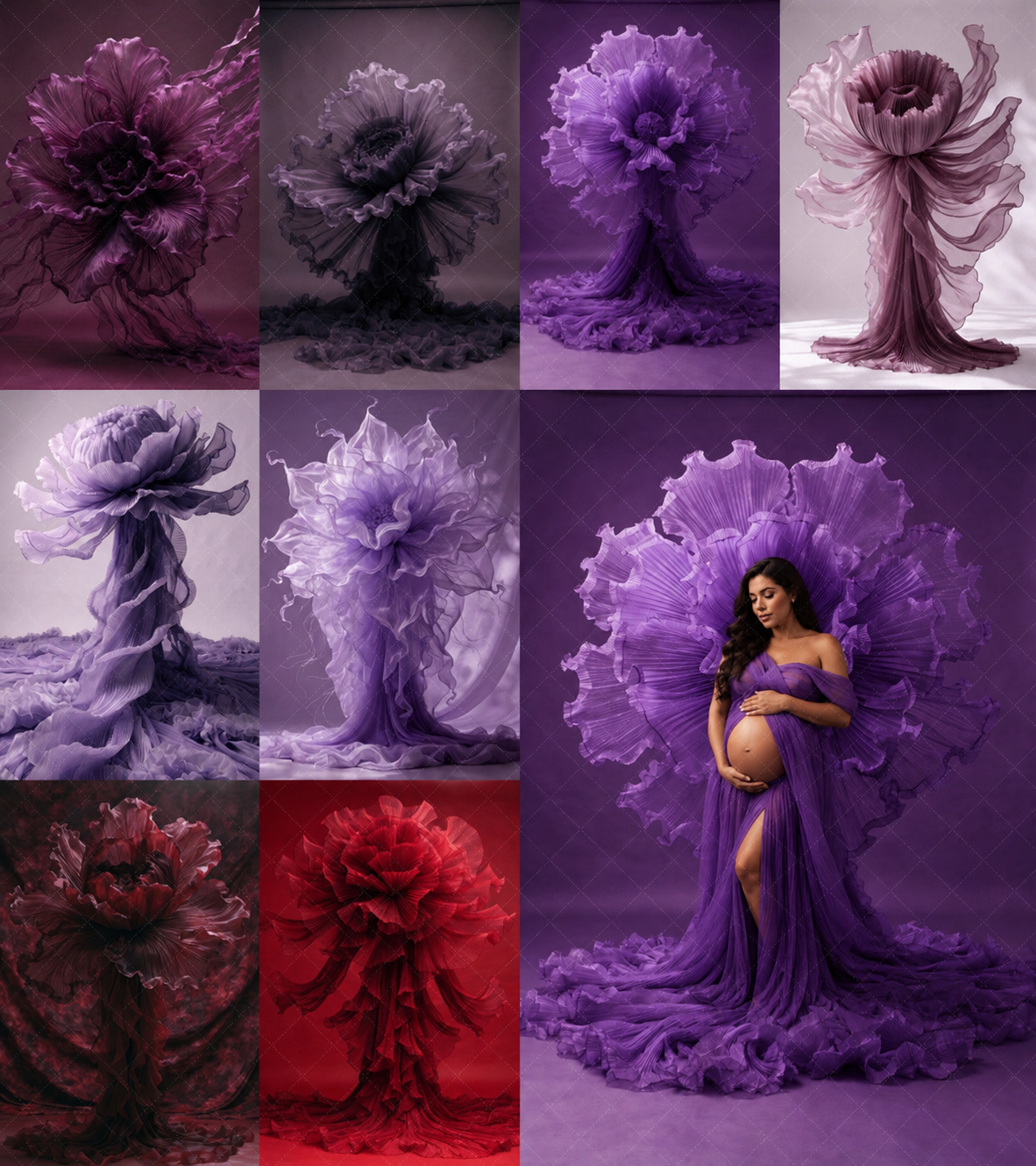 60 Fabric Flower Maternity Digital Backdrops | Luxury Fine Art Studio Portrait & Pregnancy Photography Backdrops - Thumbnail 13