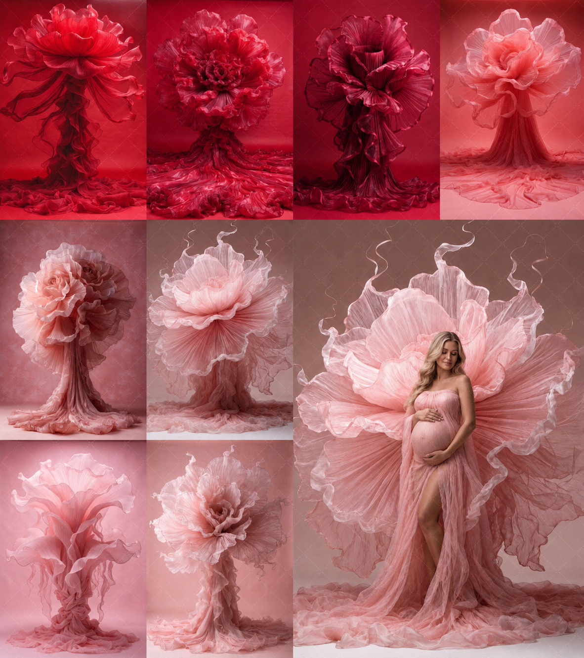 60 Fabric Flower Maternity Digital Backdrops | Luxury Fine Art Studio Portrait & Pregnancy Photography Backdrops - Thumbnail 14