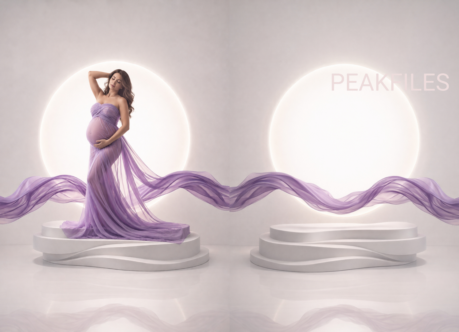 25 Backlight Podium Maternity Backdrops, Pregnancy Portrait Overlay, Glowing Halo Studio, Baby Bump Photography, Expecting Mother Digital Background, Elegant Woman Portrait - Thumbnail 4