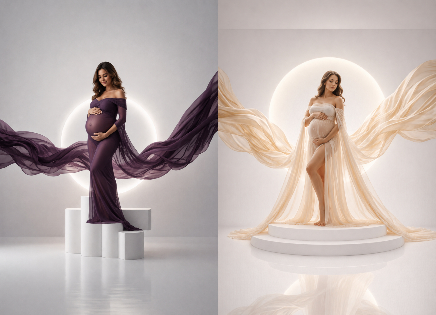 25 Backlight Podium Maternity Backdrops, Pregnancy Portrait Overlay, Glowing Halo Studio, Baby Bump Photography, Expecting Mother Digital Background, Elegant Woman Portrait - Thumbnail 5