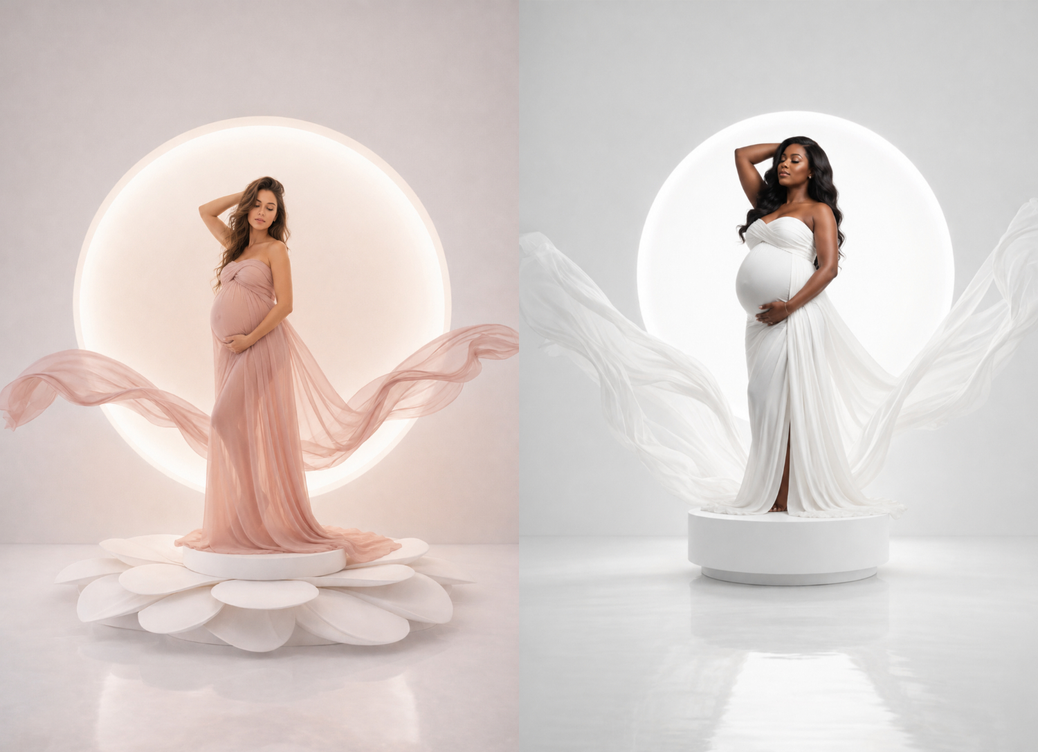 25 Backlight Podium Maternity Backdrops, Pregnancy Portrait Overlay, Glowing Halo Studio, Baby Bump Photography, Expecting Mother Digital Background, Elegant Woman Portrait - Thumbnail 6