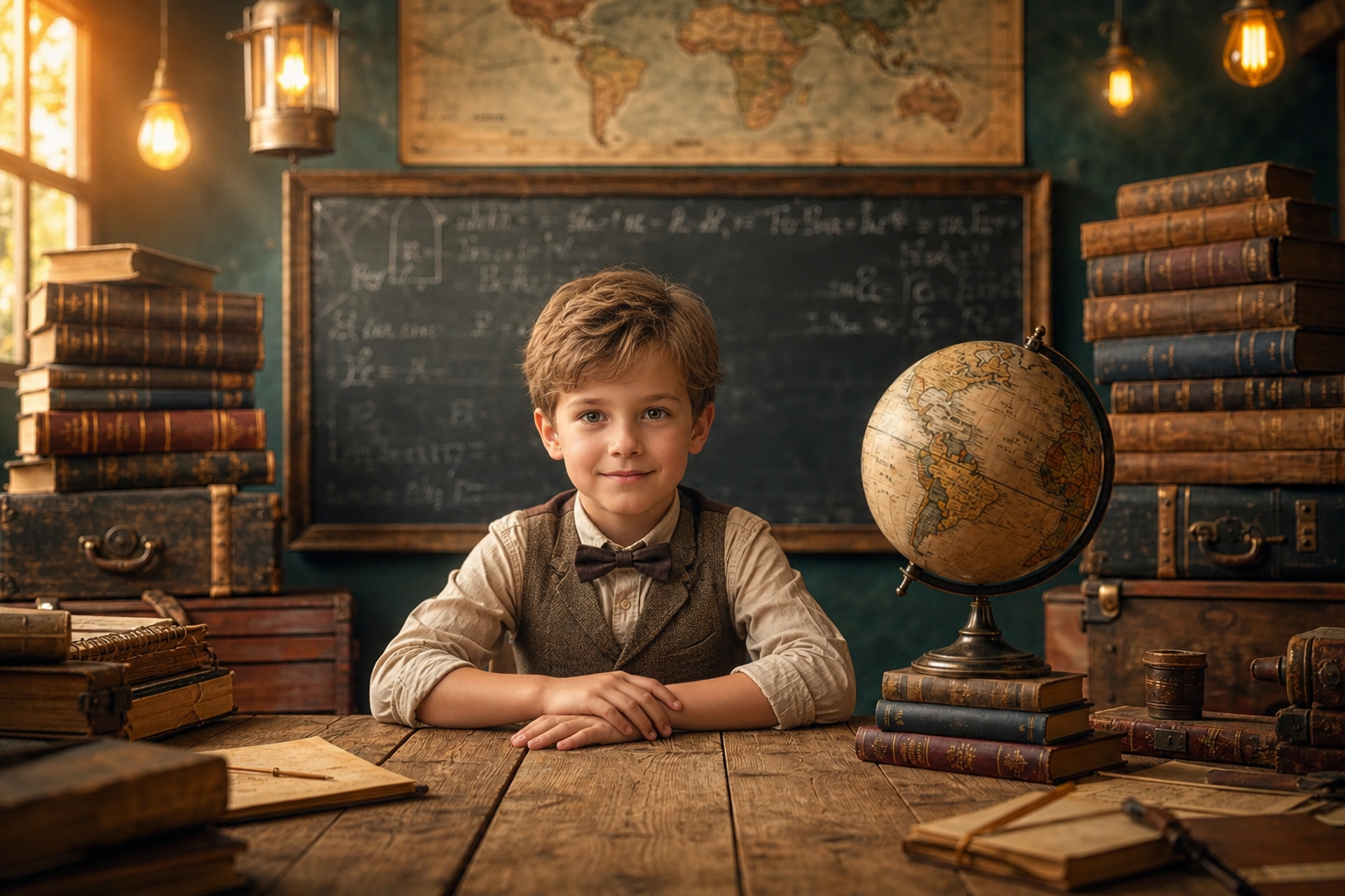 10 Vintage School Digital Backdrops | Antique Classroom, Library, World Map, Chalkboard Portrait Backgrounds | High-Resolution JPG Download - Thumbnail 2