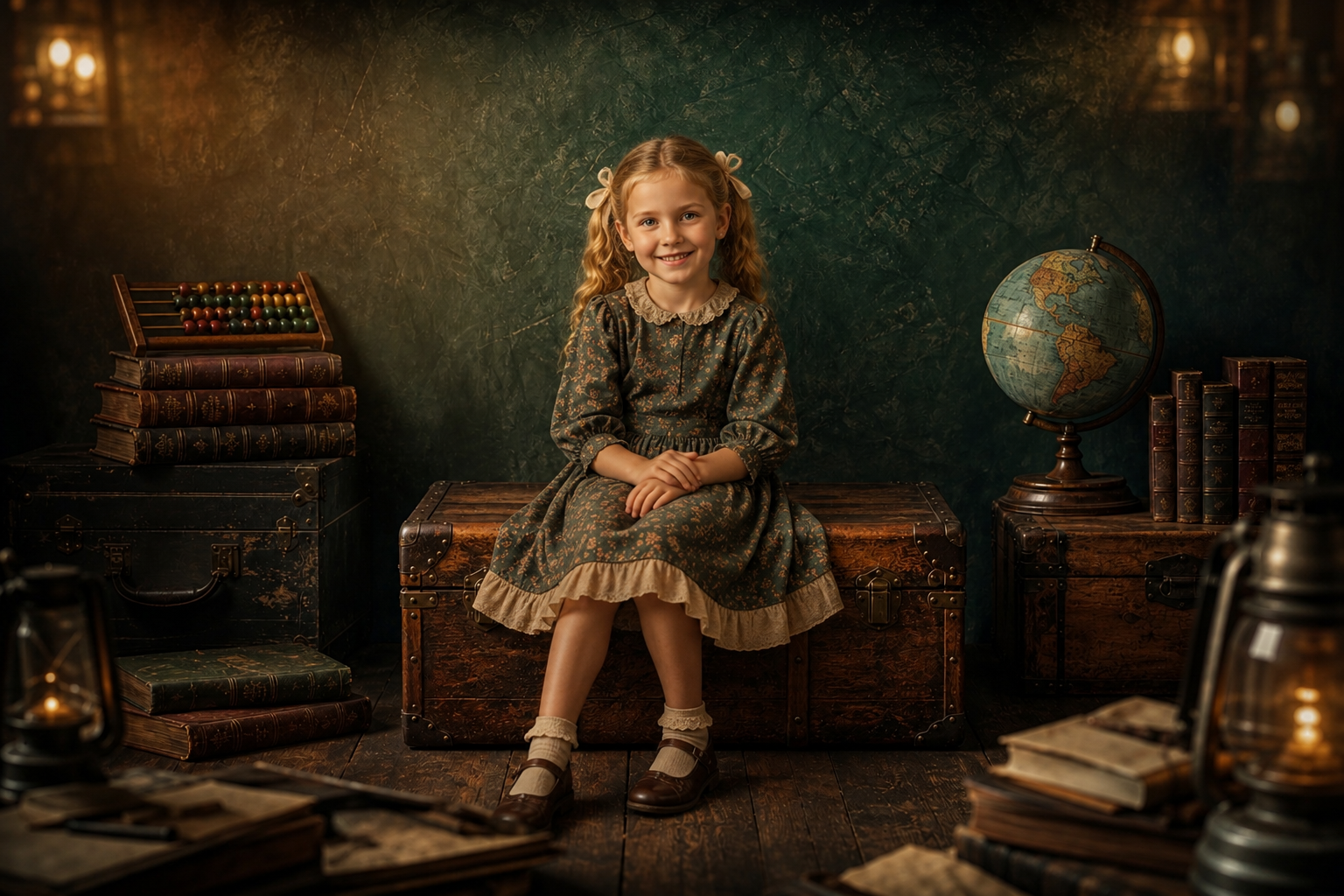 10 Vintage School Digital Backdrops | Antique Classroom, Library, World Map, Chalkboard Portrait Backgrounds | High-Resolution JPG Download - Thumbnail 5