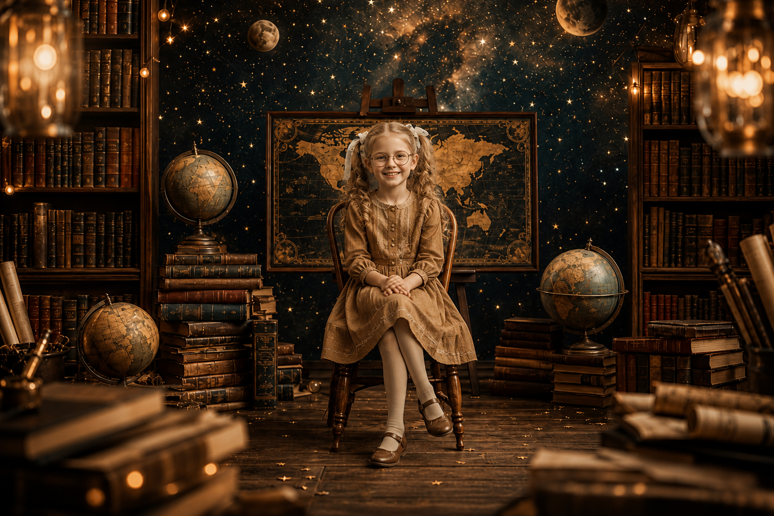10 Vintage School Digital Backdrops | Antique Classroom, Library, World Map, Chalkboard Portrait Backgrounds | High-Resolution JPG Download - Thumbnail 6