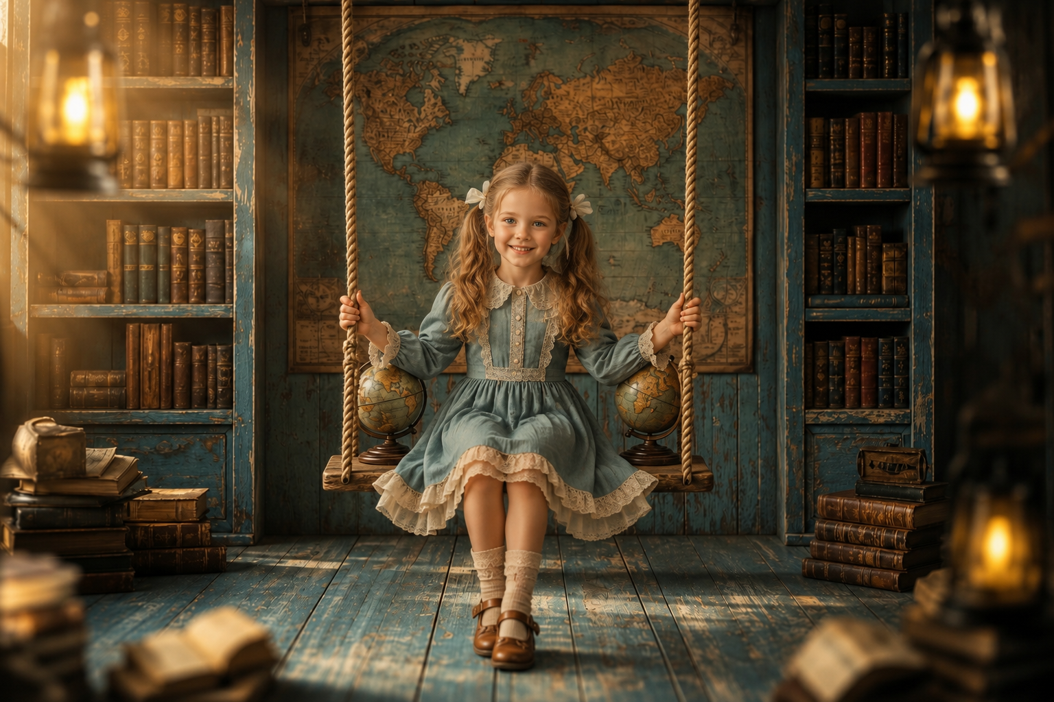 10 Vintage School Digital Backdrops | Antique Classroom, Library, World Map, Chalkboard Portrait Backgrounds | High-Resolution JPG Download - Thumbnail 7
